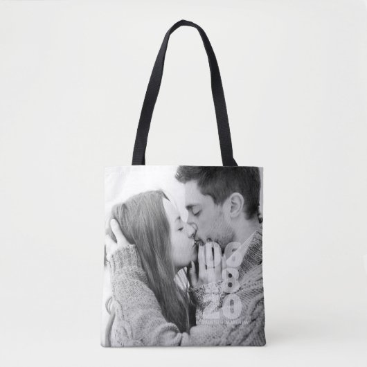 Moderne fette Typografie Custom Foto Wedding Tasche (Vorderseite)