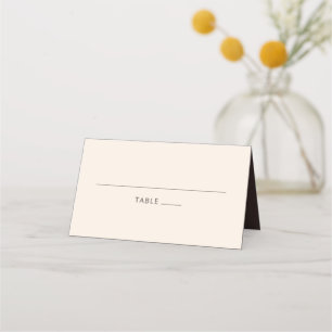 Moderne fette Typografie Erdiges Braun Creme Hochz Platzkarte