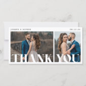 Moderne, fette Typografie Hochzeit 2 Foto Dankeskarte (Vorderseite)