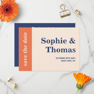 Moderne Fette Typografie Hochzeit Aprikose Marine  Save The Date