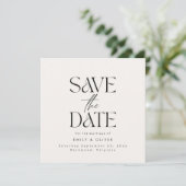 Moderne fette Typografie Hochzeitscreme schwarz el Save The Date (Stehend Vorderseite)
