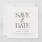 Moderne fette Typografie Hochzeitscreme schwarz el Save The Date (Vorderseite)