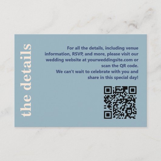 Moderne fette Typografie - Hochzeitsdetails Begleitkarte (Vorderseite)