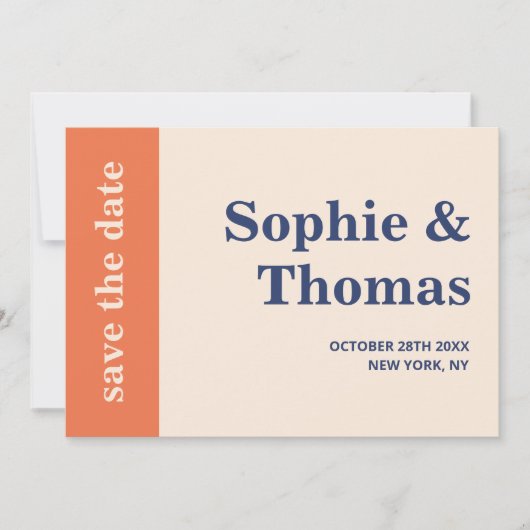 Moderne, fette Typografie Hochzeitsnadel-Marmorcre Save The Date (Vorderseite)