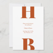 Moderne, fette Typografie Monogram Rust Wedding Save The Date (Vorderseite)