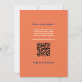 Moderne fette Typografie Navy Blue Orange Wedding Einladung (Rückseite)
