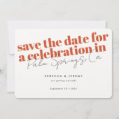 Moderne fette Typografie Orange Wedding Save The Date (Vorderseite)