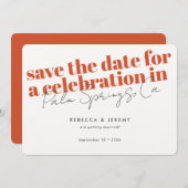 Moderne fette Typografie Orange Wedding Save The Date (Vorne/Hinten)
