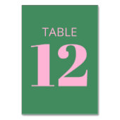 Moderne fette Typografie Rosa Grüne Bat Mitzvah Tischnummer (Rückseite)