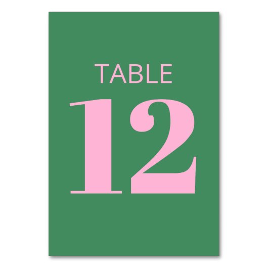 Moderne fette Typografie Rosa Grüne Bat Mitzvah Tischnummer (Vorderseite)