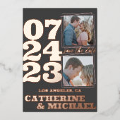 Moderne fette Typografie Rose Gold & Grau Folieneinladung (Vorderseite)