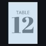 Moderne fette Typografie Sanftes Blau Bat Mitzvah Tischnummer<br><div class="desc">Dieses Tischnummerndesign hat einen sanften eisblauen Hintergrund mit großen,  leicht lesbaren Zahlen für ein sauberes Empfangslayout. Es soll mit moderner,  minimalistischer und kühler Dekoration koordinieren. Die ruhige staubblaue Farbe wird klar fotografiert und hält die Tische für die Gäste leicht navigierbar. Ein einfaches Detail,  das ein organisiertes,  kohärentes Empfangs-Setup unterstützt.</div>