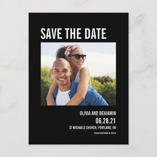 Moderne, fette Typografie Save the Date Postkarte (Vorderseite)