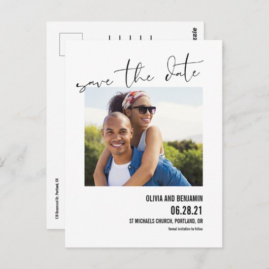 Moderne, fette Typografie Save the Date Postkarte (Vorne/Hinten)