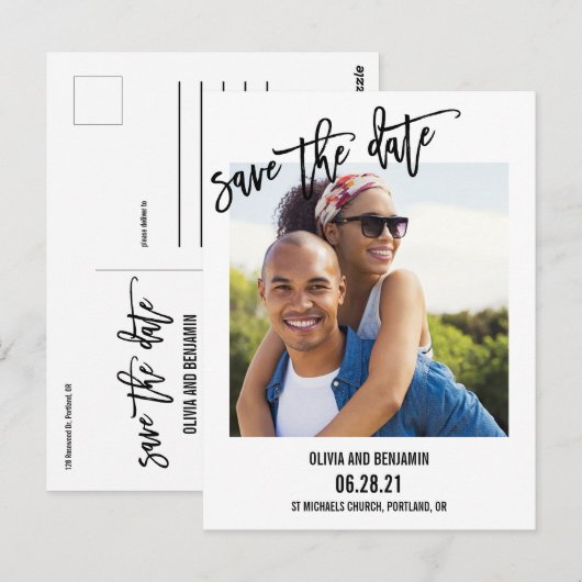 Moderne, fette Typografie Save the Date Postkarte (Vorne/Hinten)