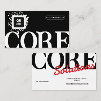 Moderne fette Typografie Schwarz Weiß und Rot QR-C Visitenkarte