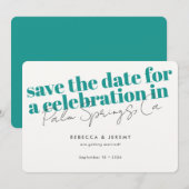 Moderne fette Typografie Türkis Wedding Save The Date (Vorne/Hinten)