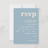 Moderne fette Typografie Wedding Dusty Blue Aprico RSVP Karte (Vorderseite)