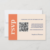 Moderne fette Typografie Wedding Orange Dusty Blue RSVP Karte (Vorderseite)