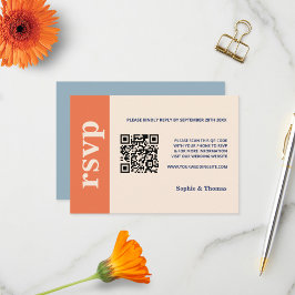 Moderne fette Typografie Wedding Orange Dusty Blue RSVP Karte