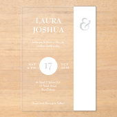 Moderne fette Typografie, weiße Hochzeit Acryleinladungen (Vorderseite)