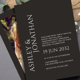 Moderne, fette und Minimalistische Foto-Hochzeit Einladung