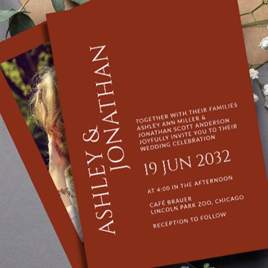 Moderne, fette und Minimalistische Foto-Hochzeit Einladung