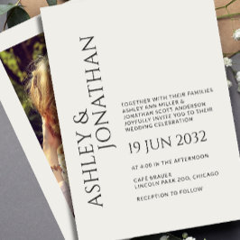 Moderne, fette und Minimalistische Foto-Hochzeit Einladung