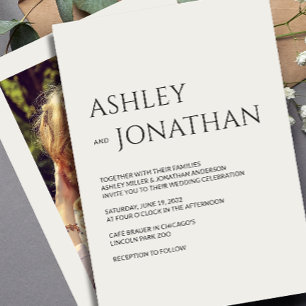 Moderne, fette und Minimalistische Foto-Hochzeit Einladung