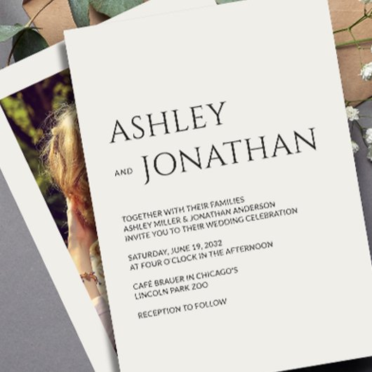 Moderne, fette und Minimalistische Foto-Hochzeit Einladung