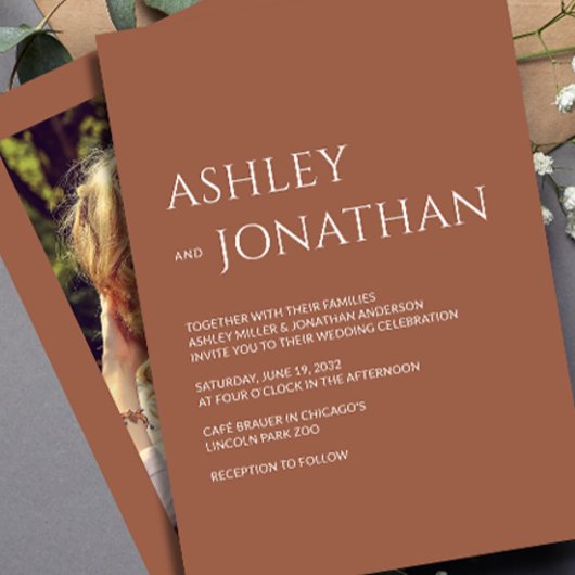 Moderne, fette und Minimalistische Foto-Hochzeit Einladung