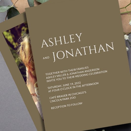 Moderne, fette und Minimalistische Foto-Hochzeit Einladung