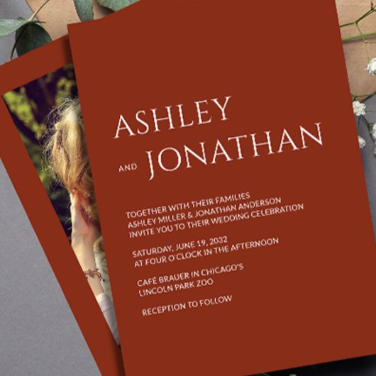 Moderne, fette und Minimalistische Foto-Hochzeit Einladung