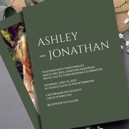 Moderne, fette und Minimalistische Foto-Hochzeit Einladung