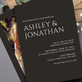 Moderne, fette und Minimalistische Foto-Hochzeit Einladung