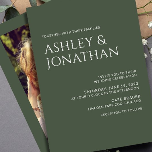 Moderne, fette und Minimalistische Foto-Hochzeit Einladung