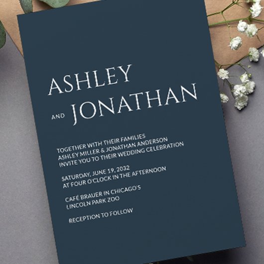 Moderne fette und Minimalistische Hochzeit Einladung