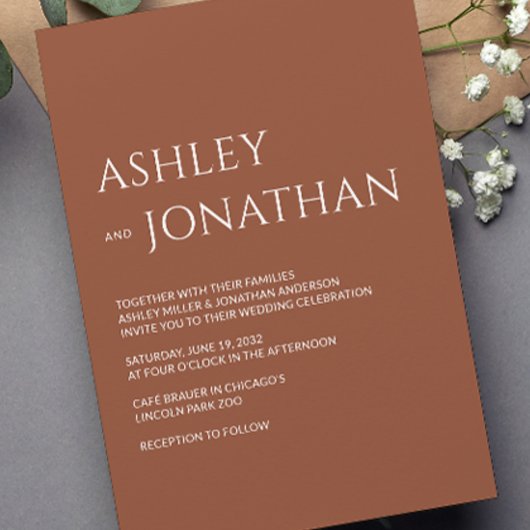 Moderne fette und Minimalistische Hochzeit Einladung