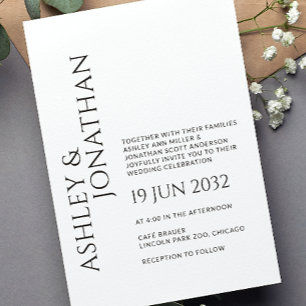 Moderne fette und Minimalistische Hochzeit Einladung