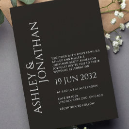 Moderne fette und Minimalistische Hochzeit Einladung