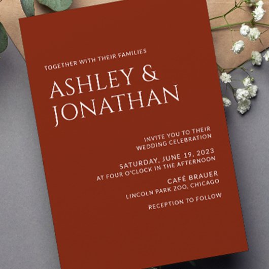 Moderne fette und Minimalistische Hochzeit Einladung