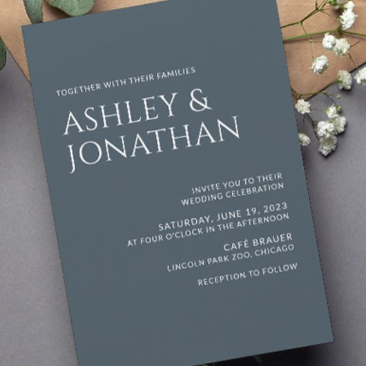 Moderne fette und Minimalistische Hochzeit Einladung