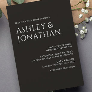 Moderne fette und Minimalistische Hochzeit Einladung