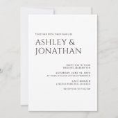 Moderne fette und Minimalistische Hochzeit Einladung (Vorderseite)