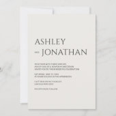 Moderne fette und Minimalistische Hochzeit Einladung (Vorderseite)