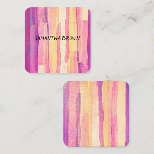 moderne, fette Wasserfarbenstreifen, farbenfroh ab Quadratische Visitenkarte (Vorne/Hinten)