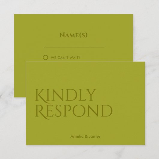 Moderne fette Wavy Edge Wedding RSVP Karte (Vorne/Hinten)