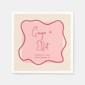 Moderne fette Wavy Frame Magenta Pink Wedding Serviette (Vorderseite)