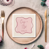 Moderne fette Wavy Frame Magenta Pink Wedding Serviette