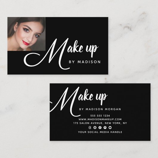 Moderne Fette Weiße Skript-Foto-Make-up Visitenkarte